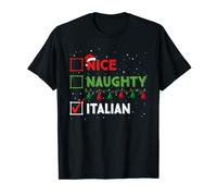 Nice Naughty Italian Funny Christmas List Santa Hat T-Shirt