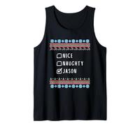 Nice, Naughty, Jason Christmas Ugly Sweater Style Tank Top