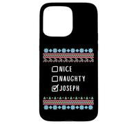 Nice, Naughty, Joseph Christmas Ugly Sweater Style Case for iPhone 15 Pro Max