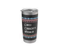 Nice, Naughty, Khalid Christmas Ugly Sweater Style Stainless Steel Insulated Tumbler