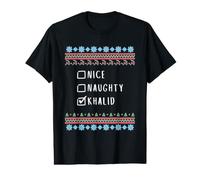 Nice, Naughty, Khalid Christmas Ugly Sweater Style Value Graphic T-Shirt