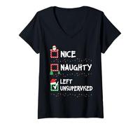 Nice Naughty Left Unsupervised Christmas List Xmas Santa V-Neck T-Shirt