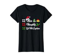 Nice Naughty Let Me Explain Funny Christmas Value Graphic T-Shirt, Women, Black, XS