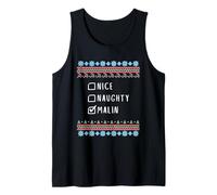 Nice, Naughty, Malin Christmas Ugly Sweater Style Tank Top