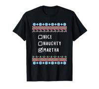 Nice, Naughty, Martha Christmas Ugly Sweater Style T-Shirt