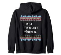 Nice, Naughty, Martha Christmas Ugly Sweater Style Zip Hoodie