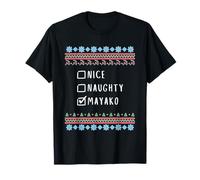 Nice, Naughty, Mayako Christmas Ugly Sweater Style T-Shirt