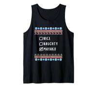 Nice, Naughty, Mayako Christmas Ugly Sweater Style Tank Top