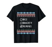 Nice, Naughty, Memphis Christmas Ugly Sweater Style Value Graphic T-Shirt