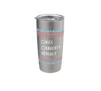 Nice, Naughty, Mercy Christmas Ugly Sweater Style Stainless Steel Insulated Tumbler