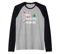 Nice Naughty Mermaid Christmas List Santa Raglan Baseball Tee