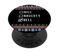 Nice, Naughty, Nell Christmas Ugly Sweater Style PopSockets Adhesive PopGrip