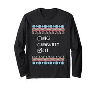 Nice, Naughty, Ole Christmas Ugly Sweater Style Long Sleeve T-Shirt