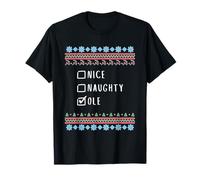 Nice, Naughty, Ole Christmas Ugly Sweater Style T-Shirt