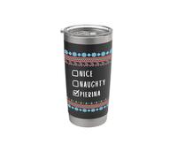 Nice, Naughty, Pierina Christmas Ugly Sweater Style Stainless Steel Insulated Tumbler