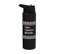 Nice, Naughty, Pierina Christmas Ugly Sweater Style Stainless Steel Insulated Water Bottle