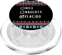 Nice, Naughty, Placido Christmas Ugly Sweater Style PopSockets PopGrip for MagSafe