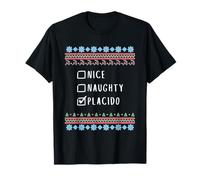 Nice, Naughty, Placido Christmas Ugly Sweater Style T-Shirt