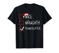 Nice Naughty Powerlifter List Christmas Santa Claus T-Shirt