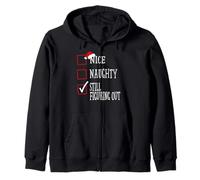 Nice Naughty Still Figuring Out Christmas Funny Xmas Zip Hoodie