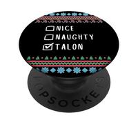 Nice, Naughty, Talon Christmas Ugly Sweater Style PopSockets Adhesive PopGrip