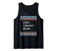 Nice, Naughty, Tony Christmas Ugly Sweater Style Tank Top