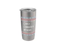 Nice, Naughty, Trixie, Ugly Sweater Style Stainless Steel Insulated Tumbler