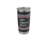 Nice, Naughty, Trixie, Ugly Sweater Style Stainless Steel Insulated Tumbler