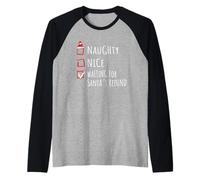 Nice Naughty Waiting for Santa’s Refund List Shirt Xmas Raglan Baseball Tee