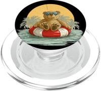Nice Oasis Teddy Bear with Pool Ring for Vacation Lovers PopSockets PopGrip for MagSafe