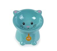 Nice Paws - Elevated Cat Bowl - Blue - 5oz - Ceramic Tilted Raised Dish Best for Kittens, Cats, Small Dogs