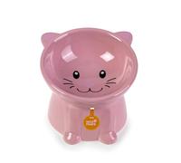 Nice Paws - Elevated Cat Bowl - Pink - 5oz - Ceramic Tilted Raised Dish Best for Kittens, Cats, Small Dogs