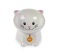 Nice Paws - Elevated Cat Bowl - White - 5oz - Ceramic Tilted Raised Dish Best for Kittens, Cats, Small Dogs