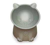 NICE PAWS - Tilted Elevated Cat Food Bowl - White/Grey/Blue/Pink - 1 Pc - Anti Vomit Raised Pet Bowl for Cats and Small Dogs - 100% Recycled Plastic