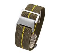 Nice Pies 60's French Troops Military Parachute Watch band Elastic Fabric Nylon Watch Strap Silver Buckle 20mm 21mm 22mm（22mm, Green Yellow）