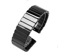 Nice Pies Quick Release Ceramic Watch Band 20mm 22mm Watch Strap Butterfly Buckle Wristbands for Women Men Black White, Black 20mm, Black 20mm, Modern