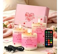 Nice Point LED Candles with Remote Control, Rechargeable Flameless RGB Color Changing Candle Gift Set, 3 Flickering Electric Fake Candles with Timer,Gift Box for Women