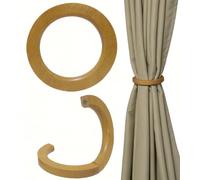 NICE PURCHASE 2 Pcs Wooden Curtain Tiebacks Holdbacks European Classic Retro Window Home Office Decorative Drapes Holders Strong Magnetic Clean Durable (Large 4" Inner Diameter)