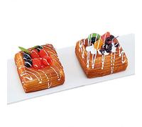 Nice purchase 2pcs Artificial Food Bread Tart Pie Dessert Simulation Model Fake Cake Mousse Fruit Bakery Photography Props Decor (Square Shape)