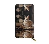 Nice Rabbit Patterned Leather Long Wallet (7.5 * 4.1 inches) | Extra Large Multi-Function Compartment | Great Gift