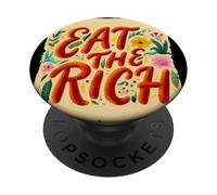 Nice Red Eat the Rich Speech with Flower and Peace PopSockets Adhesive PopGrip