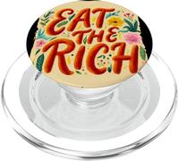 Nice Red Eat the Rich Speech with Flower and Peace PopSockets PopGrip for MagSafe