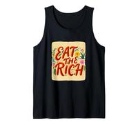 Nice Red Eat The Rich Speech with Flower and Peace Tank Top