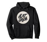Nice Red Eat the Rich Stamp Look Pullover Hoodie