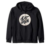 Nice Red Eat the Rich Stamp Look Zip Hoodie