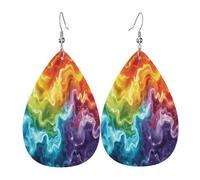 Nice ripples. Women's Teardrop Leather Earrings - Lightweight PVC Dangle Earrings, 925 Silver Hooks, Double-Sided Prints | Hypoallergenic Gift