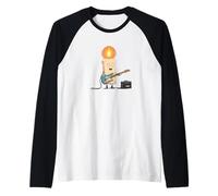 Nice Rock Music Candle with Cool Guitar Costume Raglan Baseball Tee
