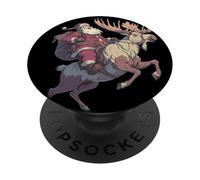 Nice Santa with Moose for Christmas Night and Mooses PopSockets Adhesive PopGrip