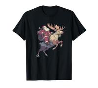 Nice Santa with Moose for Christmas Night and Mooses T-Shirt