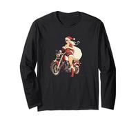 Nice Santa's Little Helper with Motorcycle Graphic Long Sleeve T-Shirt